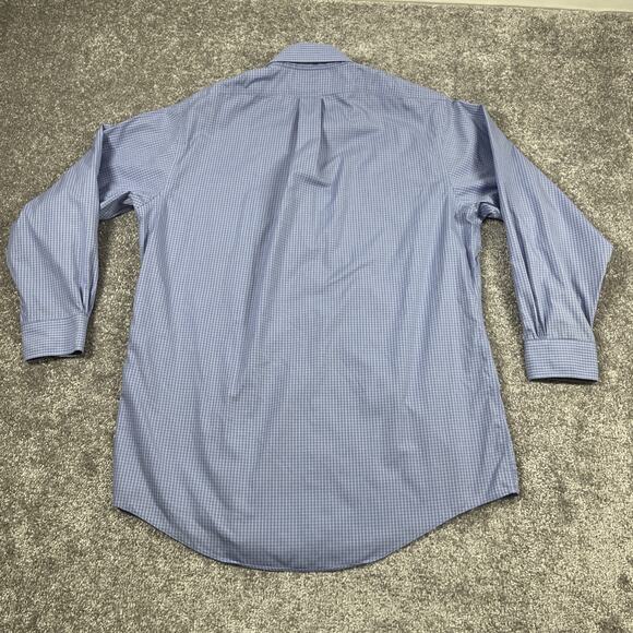 Brooks Brothers Dress Shirt 16.5 32 Windowpane Plaid Blue Button Down - Picture 8 of 13